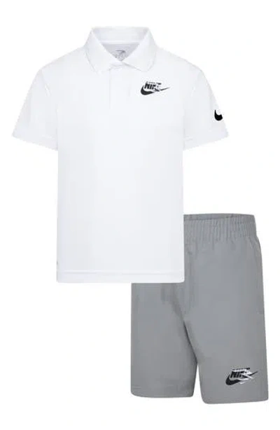 3 Brand Kids' Dri-fit Polo & Shorts Set In Steel Gray