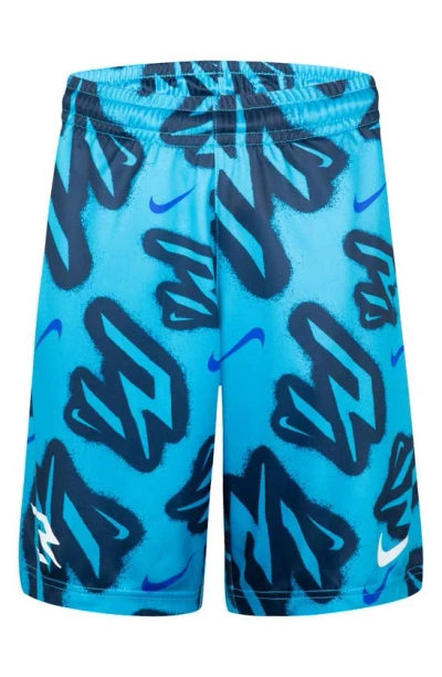 3 Brand Kids' Dri-fit Shorts In Chlorine Blue