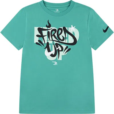 3 Brand Kids' Fired Up Graffiti Graphic T-shirt In Atomic Teal