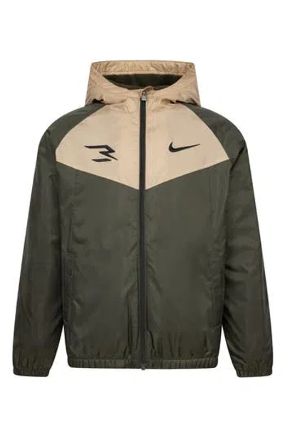 3 Brand Kids' Fleece Lined Windrunner Jacket In Cargo