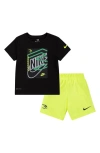 3 Brand Kids' Go Time Short Sleeve Shirt & Mesh Shorts Set In Black