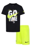 3 Brand Kids' Go Time Short Sleeve Shirt & Mesh Shorts Set In Black