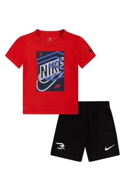 3 Brand Kids' Go Time Short Sleeve Shirt & Mesh Shorts Set In University Red