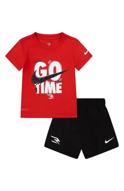 3 Brand Kids' Go Time Short Sleeve Shirt & Mesh Shorts Set In University Red