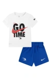 3 Brand Kids' Go Time Short Sleeve Shirt & Mesh Shorts Set In White