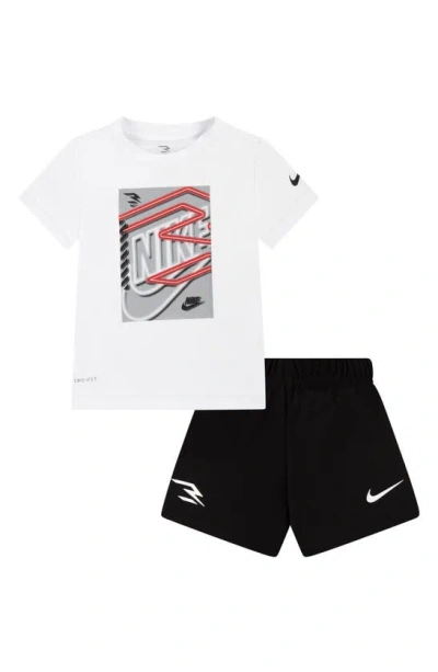 3 Brand Kids' Go Time Short Sleeve Shirt & Mesh Shorts Set In White / Black