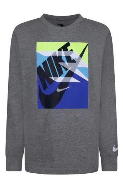 3 Brand Kids' Gradient Box Logo Long Sleeve T-shirt In Gray