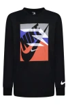 3 Brand Kids' Gradient Box Logo Long Sleeve T-shirt In Black