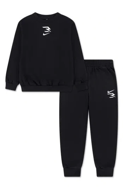 3 Brand Kids' Logo Fleece Sweatshirt & Joggers Set In Animal Print