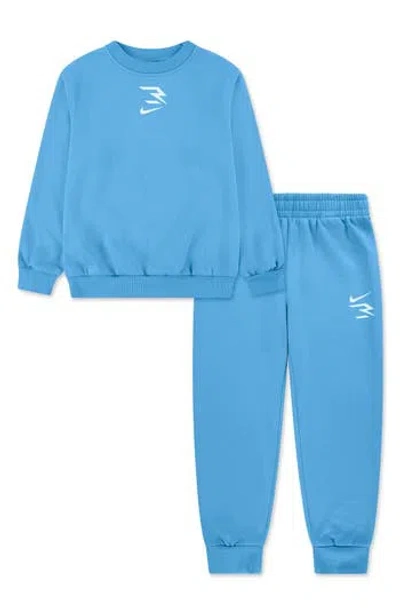 3 Brand Kids' Logo Fleece Sweatshirt & Joggers Set In Blue