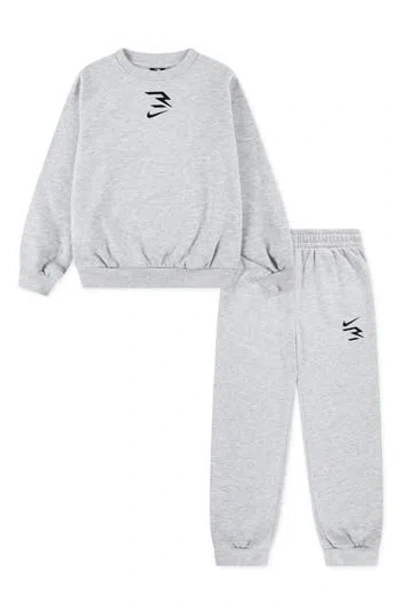 3 Brand Kids' Logo Fleece Sweatshirt & Joggers Set In Gray