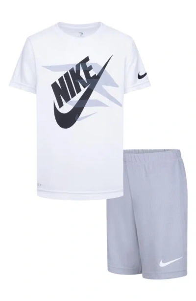 3 Brand Kids' Mash Up T-shirt & Shorts In Wolf Gray