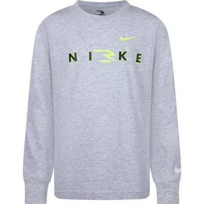 3 Brand Kids' Monogram Wordmark Long Sleeve T-shirt In Blue