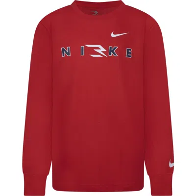 3 Brand Kids' Monogram Wordmark Long Sleeve T-shirt (big Kid)<br> In University Red
