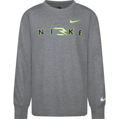 3 Brand Kids' Monogram Wordmark Long Sleeve T-shirt In Gray