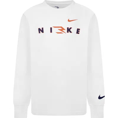 3 Brand Kids' Monogram Wordmark Long Sleeve T-shirt In White