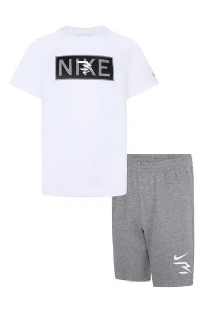 3 Brand Kids' Plate Logo Graphic T-shirt & Shorts Set In Carbon Heather
