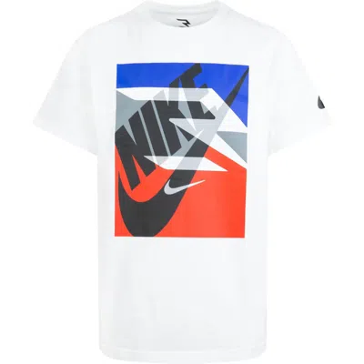 3 Brand Kids' Rwb Gradient Box Logo Graphic T-shirt In White/racer Blue