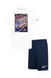 3 Brand Kids' Three X Three Dri-fit Tee & Shorts Set In White