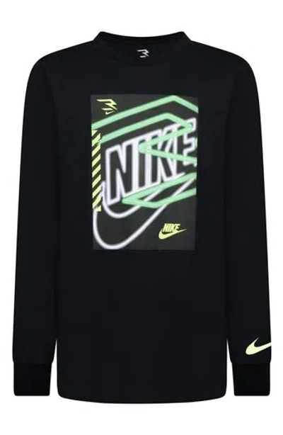 3 Brand Kids' Three X Three Long Sleeve T-shirt In Black