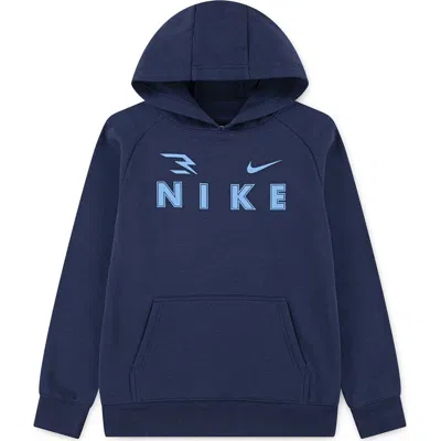 3 Brand Kids' Triple Logo Hoodie In Blue