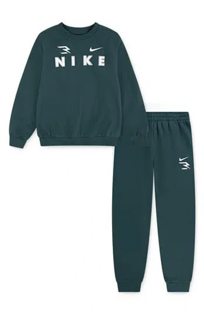 3 Brand Kids' Triple Logo Sweatshirt & Joggers Set In Green