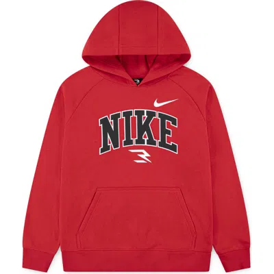3 Brand Kids' Varsity Logo Graphic Hoodie In Red