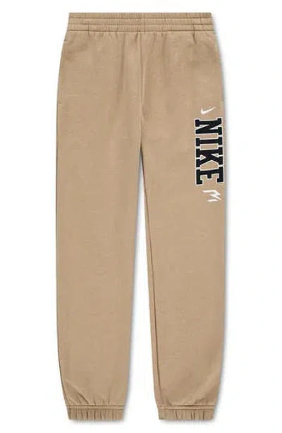 3 Brand Kids' Vertical Logo Fleece Joggers In Brown