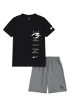 3 Brand Kids' Vertical Logo Graphic T-shirt & Shorts Set In Black
