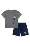3 Brand Kids' Vertical Logo Graphic T-shirt & Shorts Set In Carbon Heather
