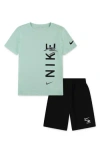 3 Brand Kids' Vertical Logo Graphic T-shirt & Shorts Set In Mint Foam