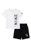 3 Brand Kids' Vertical Logo Graphic T-shirt & Shorts Set In White