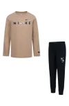 3 Brand Kids' Wordmark 2.0 Fleece Set In Hemp