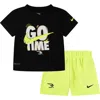 3 Brand Babies'  Littles Go Time Graphic T-shirt & Shorts Set In Black