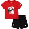 3 Brand Littles Go Time Graphic T-shirt & Shorts Set In University Red