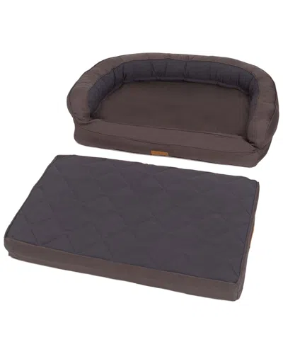 3 Dog Pet Supply Memory Foam Tweed Shearling Dog Bed In Brown
