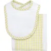 3 Marthas Kids'  Big Check Drooler Bib & Burp Set