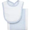 3 Marthas Kids'  Big Check Drooler Bib & Burp Set