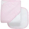 3 Marthas Kids'  Big Check Hooded Towel & Washcloth Set In Pink