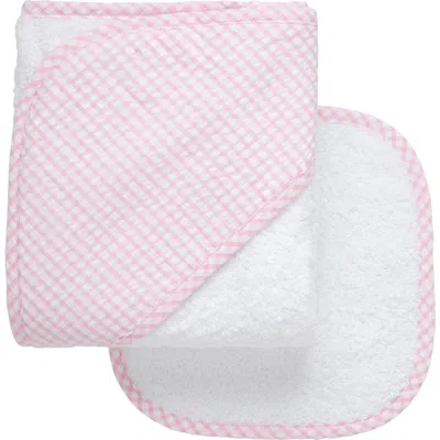 3 Marthas Big Check Hooded Towel & Washcloth Set In Pink