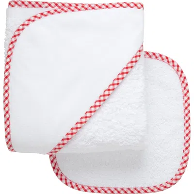 3 Marthas Kids'  Big Check Trim Hooded Towel & Washcloth Set