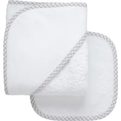3 Marthas Kids'  Big Check Trim Hooded Towel & Washcloth Set