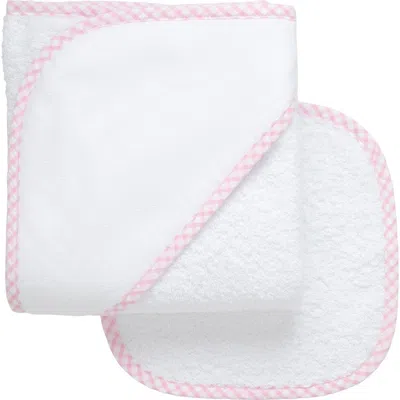 3 Marthas Kids'  Big Check Trim Hooded Towel & Washcloth Set