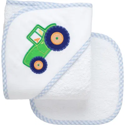 3 Marthas Babies'  Classic Adventures Applique Hooded Towel & Washcloth Set In Red