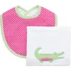 3 Marthas Kids'  Playful Pals Basic Bib & Burp Set In Pink