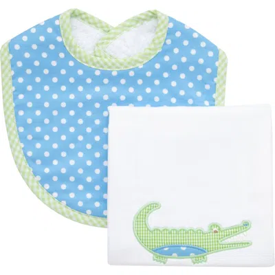 3 Marthas Kids'  Playful Pals Basic Bib & Burp Set In Blue