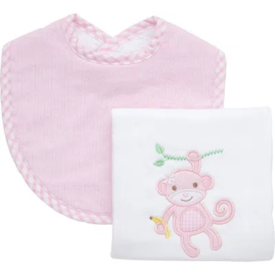 3 Marthas Kids'  Playful Pals Basic Bib & Burp Set In Pink