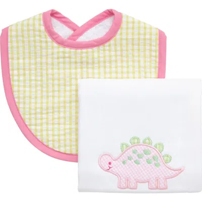 3 Marthas Kids'  Playful Pals Basic Bib & Burp Set In Pink