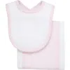 3 Marthas Seersucker Stripe Drooler Bib & Burp Set