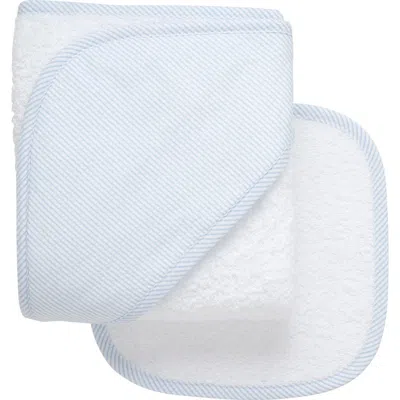 3 Marthas Kids'  Seersucker Stripe Hooded Towel & Washcloth Set In Blue